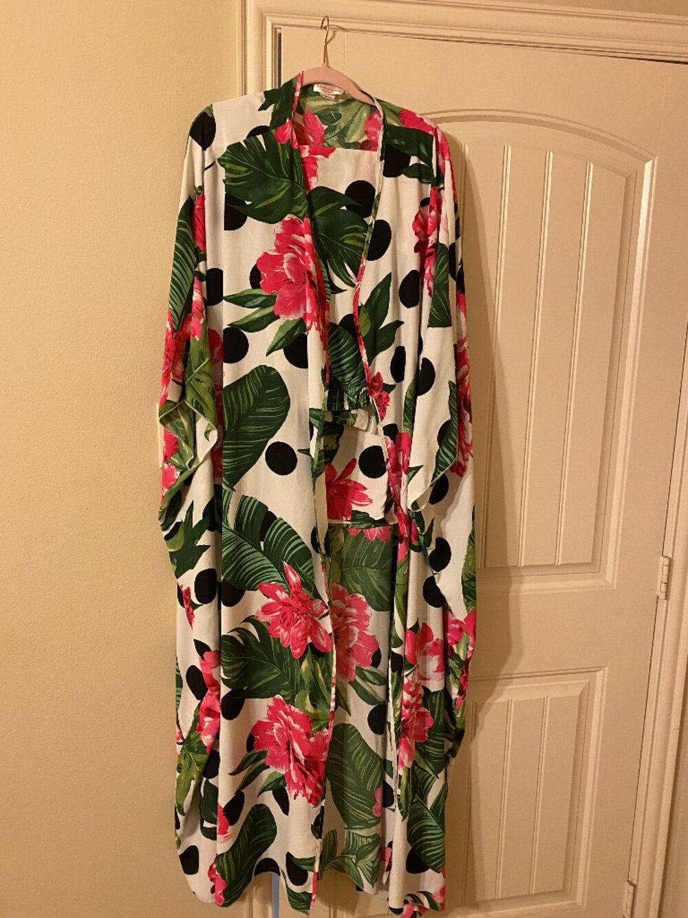 Bold Pink Floral Leaf Print Pant Set